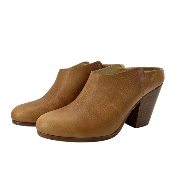 Rag & Bone Enid Mules 38 Brown Leather Stacked Heel Slip On Clog Minimalist - Picture 1 of 6